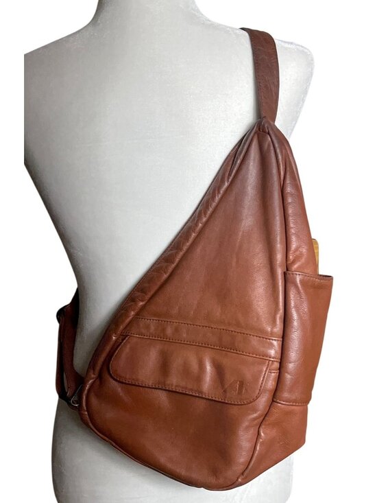 Ameribag Handbags - Vtg Y2K Leather Ameribag Healthy Back Sling Bag 15" Boho Unisex Crossbody